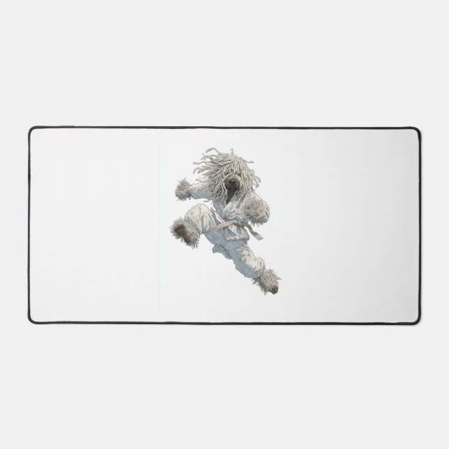 Karate Komondor � Fluffy Fighter Dog Desk Mat (Front)
