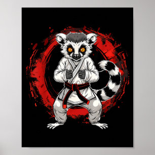 Karate Lemur Animal MMA Taekwondo Martial Arts Poster