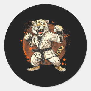 Karate Leopard Animal Mma Taekwondo Martial Arts Classic Round Sticker