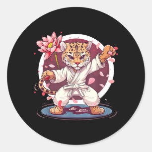 Karate Leopard Animal Mma Taekwondo Martial Arts Classic Round Sticker
