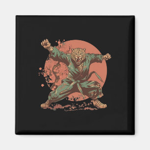 Karate Leopard Motif Taekwondo Jiu-jitsu Mma Kickb Magnet