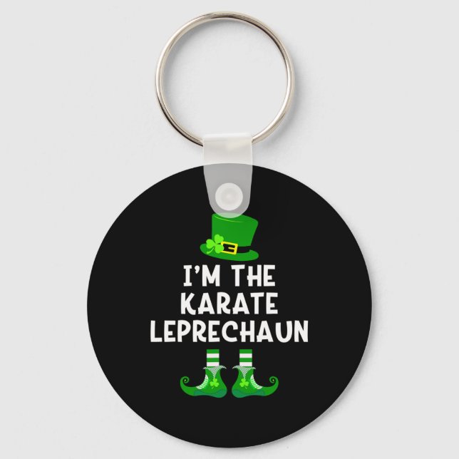 Karate Leprechaun Funny St Patrick's Day Tee  Key Ring (Front)