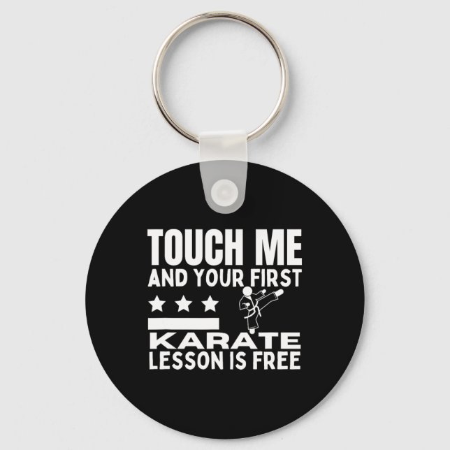Karate Lesson For Free Coach Funny Karateka  Key Ring (Front)