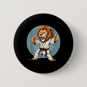 Karate Lion Kickboxing Taekwondo Jiu-Jitsu MMA 6 Cm Round Badge