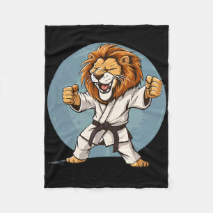 Karate Lion Kickboxing Taekwondo Jiu-jitsu Mma Mar Fleece Blanket