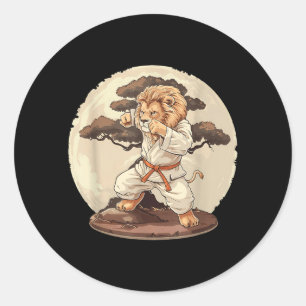 Karate Lion MMA Kickboxing Bonsai Tree Taekwondo Classic Round Sticker