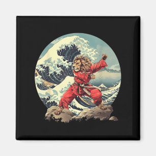 Karate Lion Waves Mount Fuji Kickboxing Taekwondo Magnet