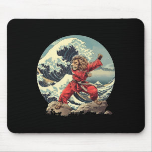 Karate Lion Waves Mount Fuji Kickboxing Taekwondo Mouse Pad