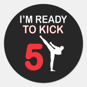 Karate Lovers Gift Boys Birthday Kids Kick 5 Classic Round Sticker