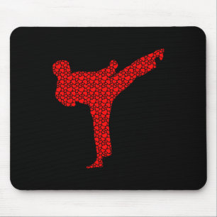 Karate Lovers Valentine Hearts Love Cute Silhouett Mouse Pad