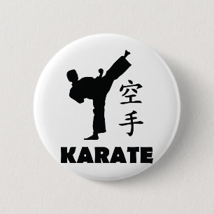 karate man chinese symbols icon 6 cm round badge