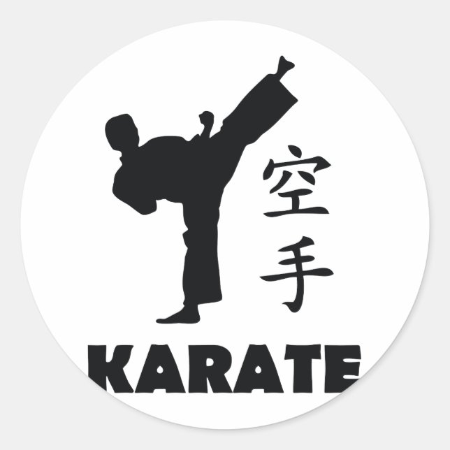 karate man chinese symbols icon classic round sticker (Front)