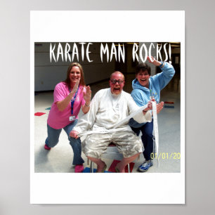 Karate Man Rocks T Shirt Poster