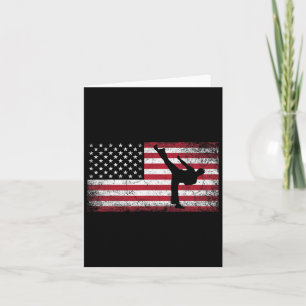 Karate Martial Arts 4th Of July American Flag Usa Card