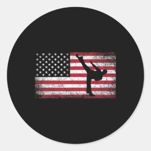 Karate Martial Arts 4th Of July American Flag Usa  Classic Round Sticker
