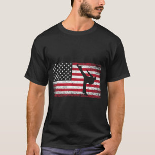 Karate Martial Arts 4th of July American Flag USA T-Shirt