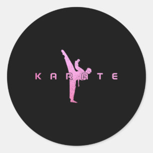 Karate Martial Arts Fighter Black Belt Girls Women Classic Round Sticker