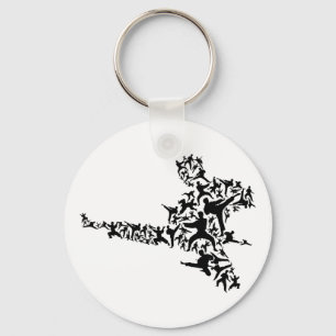 Karate Martial Arts Flying Kick Boxing Kickboxer T Key Ring