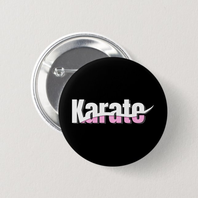 Karate Martial Arts Girly Pink 6 Cm Round Badge (Front & Back)