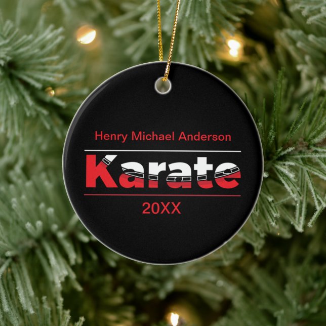 Karate Martial Arts Red Ceramic Ornament (Tree)