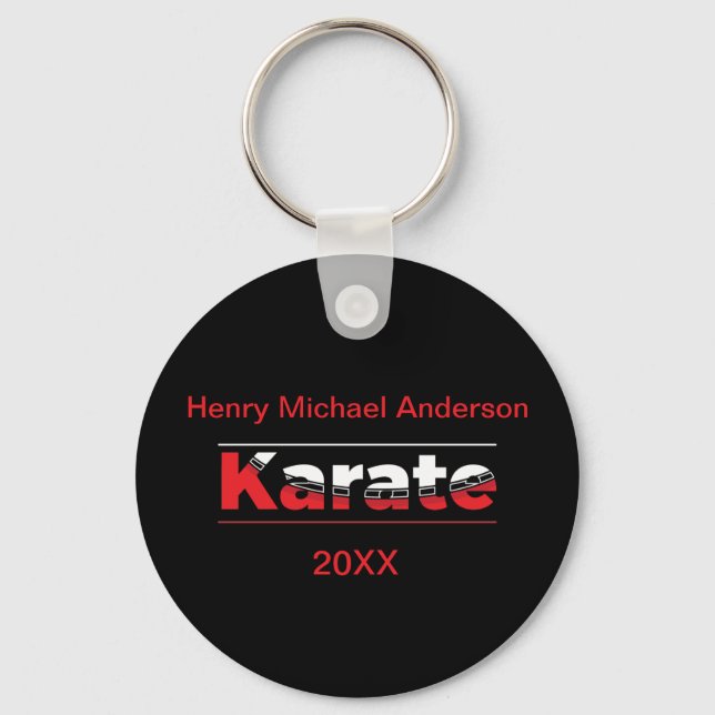 Karate Martial Arts Red Key Ring (Front)