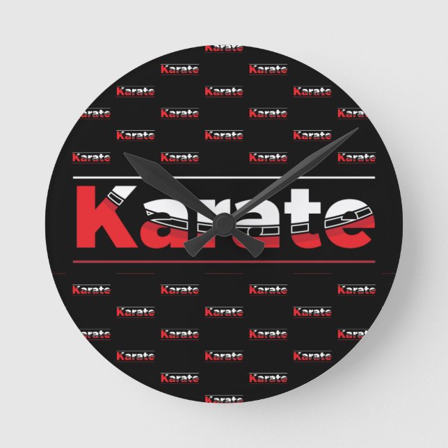 Karate Martial Arts Red Round Clock (Front)