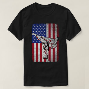  Karate Martial Arts USA American Flag Men Women T-Shirt