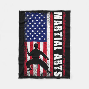 Karate Martial Arts Usa American Flag Patriotic Gi Fleece Blanket