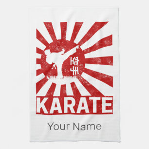 Karate Martial Arts with Japanese Vintage Design Tea Towel
