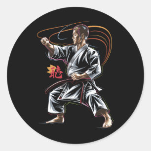 Karate Master In Action For Martial Arts Fans Classic Round Sticker