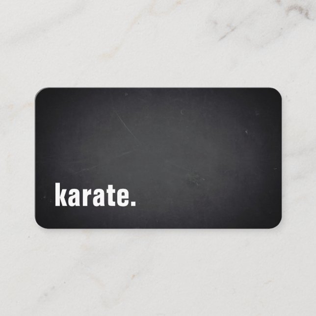 karate. Modern Minimalist Blackboard Professional Business Card (Front)