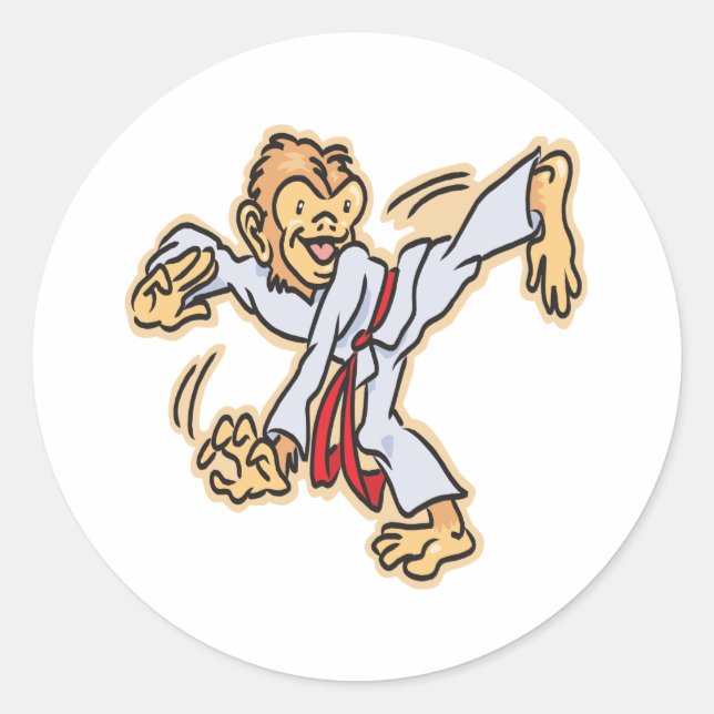 Karate-Monkey Classic Round Sticker (Front)