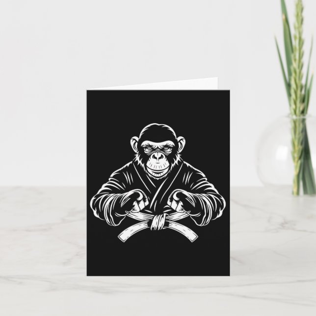 Karate Monkey Drawing Kickboxing Jiu-jitsu Mma Mar Card (Front)
