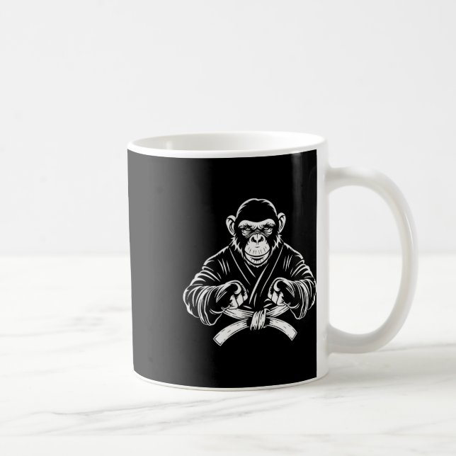 Karate Monkey Drawing Kickboxing Jiu-jitsu Mma Mar Coffee Mug (Right)