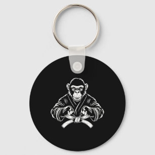 Karate Monkey Drawing Kickboxing Jiu-jitsu Mma Mar Key Ring