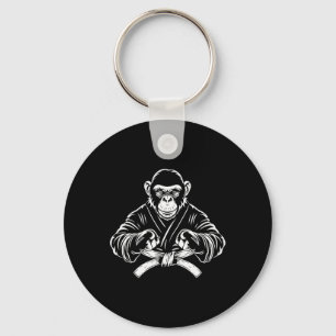 Karate Monkey Drawing Kickboxing Jiu-jitsu Mma Mar Key Ring