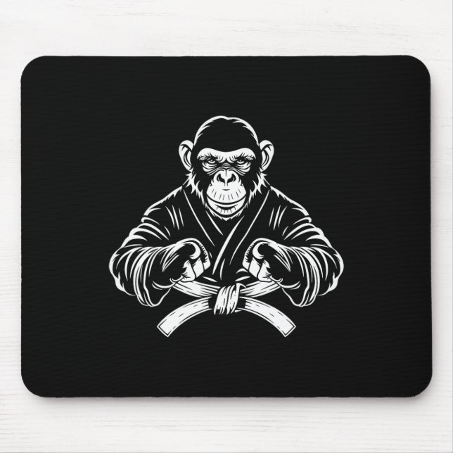 Karate Monkey Drawing Kickboxing Jiu-jitsu Mma Mar Mouse Pad (Front)