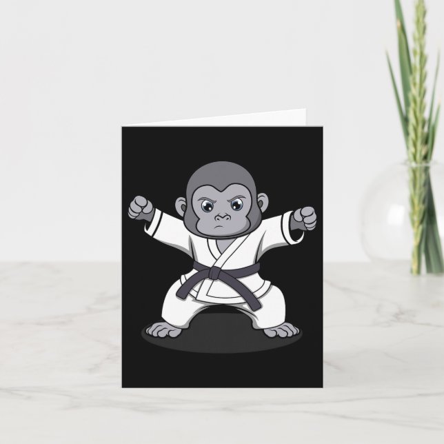 Karate Monkey Ironic Wildlife Ape Fighter  Card (Front)