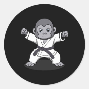 Karate Monkey Ironic Wildlife Ape Fighter  Classic Round Sticker