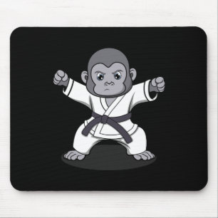Karate Monkey Ironic Wildlife Ape Fighter Mouse Pad