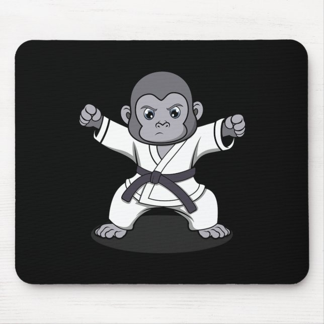 Karate Monkey Ironic Wildlife Ape Fighter  Mouse Pad (Front)