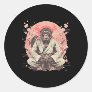 Karate Monkey Jiu-jitsu Mma Martial Arts Sakura Ki Classic Round Sticker