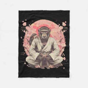 Karate Monkey Jiu-jitsu Mma Martial Arts Sakura Ki Fleece Blanket