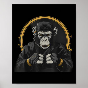 Karate Monkey Judo Taekwondo Kickboxing Mma Monkey Poster
