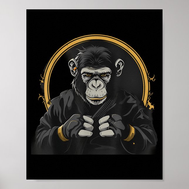 Karate Monkey Judo Taekwondo Kickboxing Mma Monkey Poster (Front)