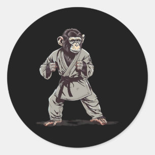 Karate Monkey Kickboxing Judo Jiu-jitsu Mma Martia Classic Round Sticker