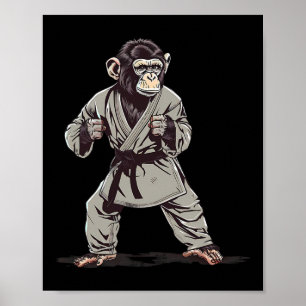 Karate Monkey Kickboxing Judo Jiu-jitsu Mma Martia Poster