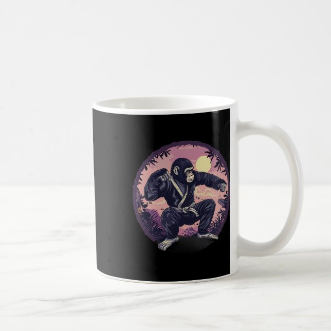 Karate Monkey Nature Moon Mma Kickboxing Monkey Lo Coffee Mug (Right)