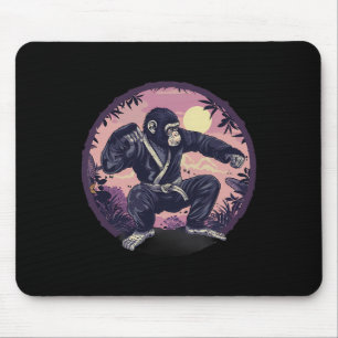 Karate Monkey Nature Moon Mma Kickboxing Monkey Lo Mouse Pad