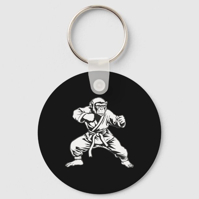 Karate Monkey Taekwondo Kickboxing Mma Judo Monkey Key Ring (Front)